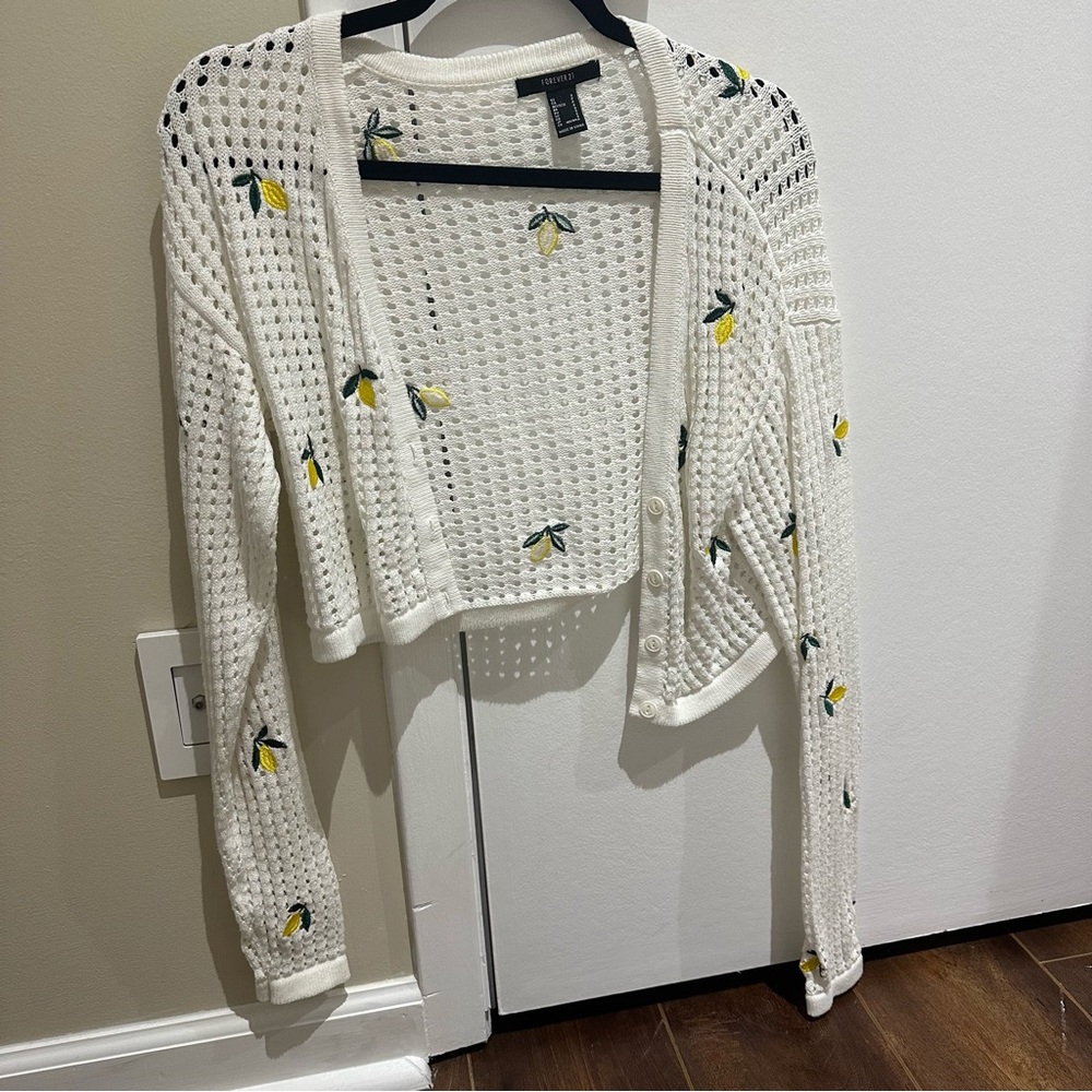 White Cardigan with Lemons